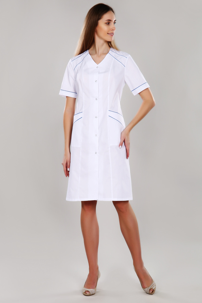 Халат медицинский жен. М-022 ткань Тиси (42, кнопки, белый(0))